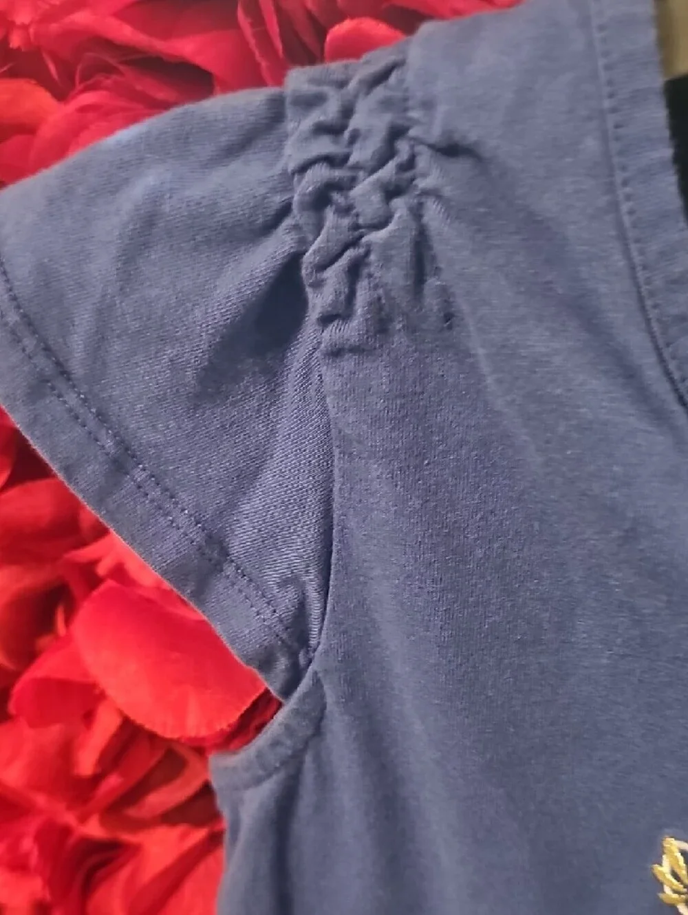 Gymboree Girls Blue Tee with Embroidered Floral Cat Size 10